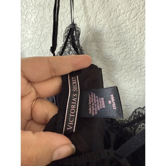 Victoria's Secret Black Pleated Bow Tie Lace Flowy Cami Whimsygoth Dark Romantic - Picture 6 of 7